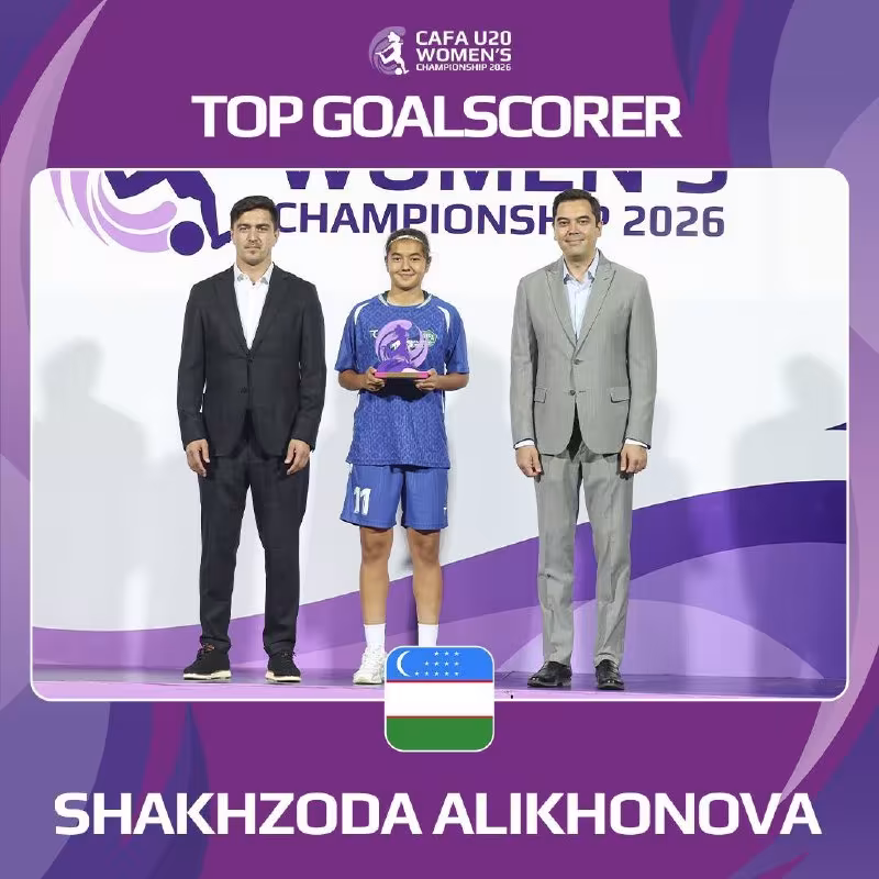 Shaxzoda Alixonova CAFA U-20 chempionatining eng yaxshi to'purari bo'ldi