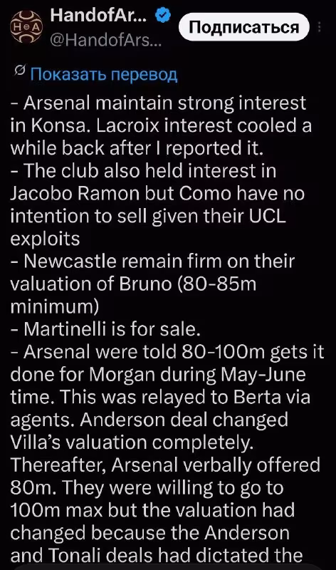 Arsenal transfer yangiliklari: Konsa, Morgan va Martinelli atrofidagi vaziyat