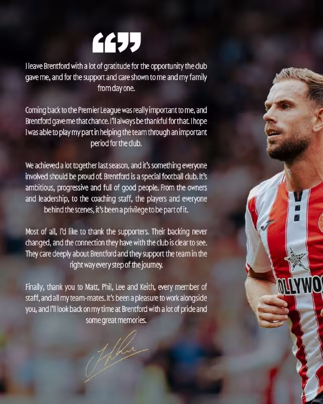 Xenderson «Brentford» bilan xayrlashdi