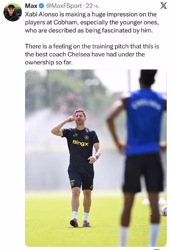 Xabi Alonso «Chelsi» futbolchilarida katta taassurot qoldirmoqda