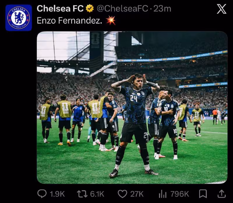 Chelsi Entso Fernandes ishtirokidagi postni o'chirib tashladi