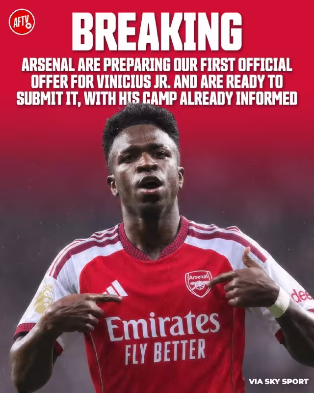 Arsenal Vinisius Junior uchun rasmiy taklif tayyorlamoqda