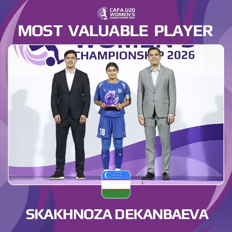 Shaxnoza Dekanbayeva CAFA U-20 turnirining eng yaxshi futbolchisi deb topildi