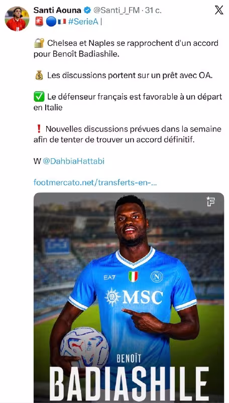 Benoa Badiashile «Napoli»ga o'tishi mumkin